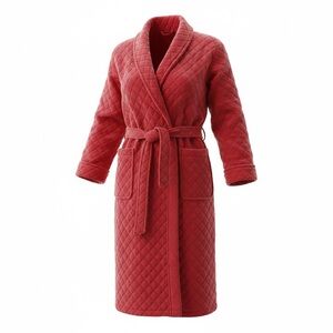 Kim Rogers Intimates Plush Robe Womens Medium Red Cozy Belted Spa Lounge Robe